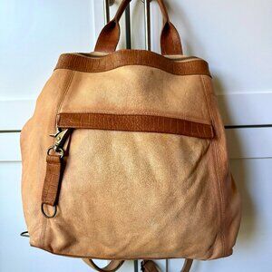 Free People Joey Distressed Brown Leather Backpack Bag (Convertible)